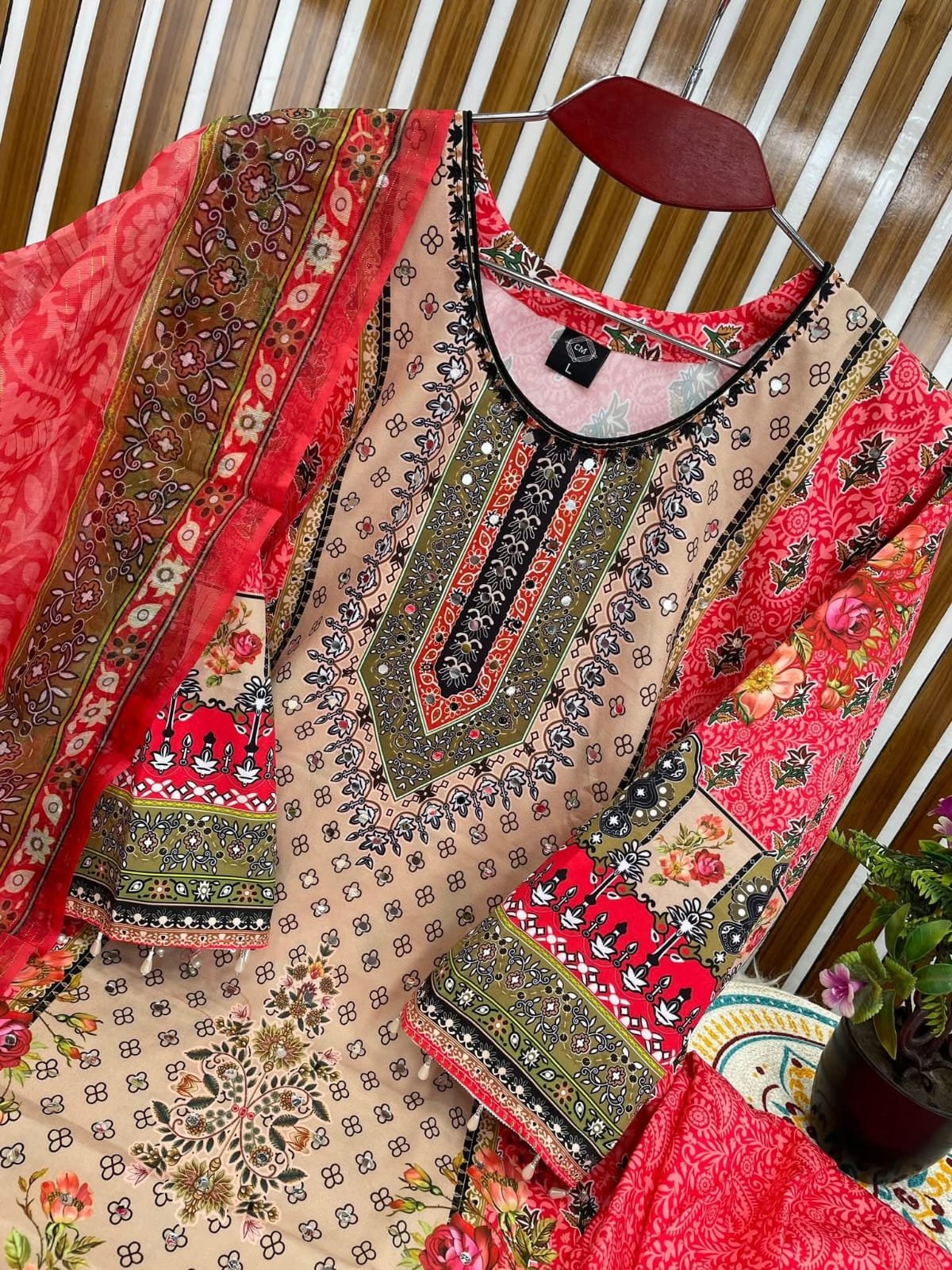 Ready Made Digital Print Three Piece