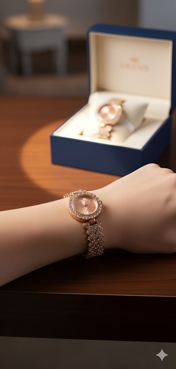 OLEVS Rose Gold-tone Case and Strap Watch